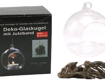 Weihnachtsdeko Glaskugel Juteband für Teelichter 9,5cm