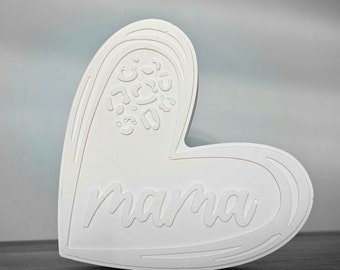 Herz für Muttertag Mama Geschenk aus Keramik Gießkeramik weiß 10cm
