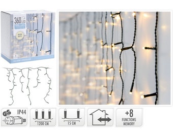 LED Lichtervorhang Eisregen Lichterkette außen Vorhang warmweiß oder kaltweiß 180-360 LEDS