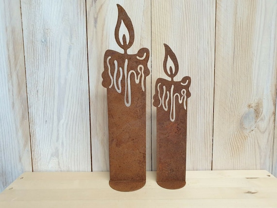 Kerze Rost Mit Fuß 20cm - 25cm Metall Deko Kerzen Weihnachten Advent Kranz Edelrost Garten