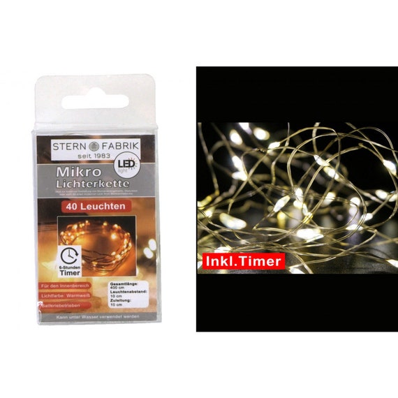 Led Draht Lichterkette Batterie 10 20 40 60 100 Micro LEDS Batteriebetrieben Timer Warmweiß Oder Kaltweiß