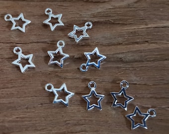 10 Anhänger Stern Sterne silber Weihnachten Sternanhänger Schmuck Metall