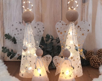 10x Mini-Engelchen aus Transparentpapier mit weißen Pünktchen, 3 cm hoch,  passend für LED-Lichterketten Schutzengel & Weihnachtsengel - .de