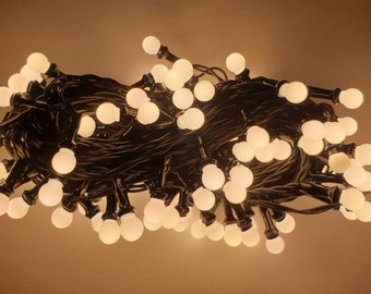 LED Lichterkette Party Weihnachten 100-200 Kugel weiß warmweiß innen außen Timer Dimmer 10m-20m