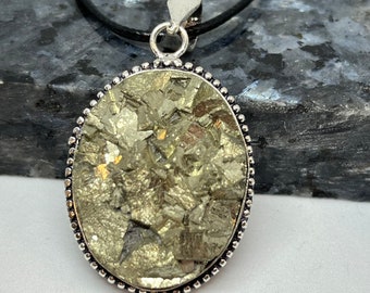 Apache Pyrite pendant, silver plated.
