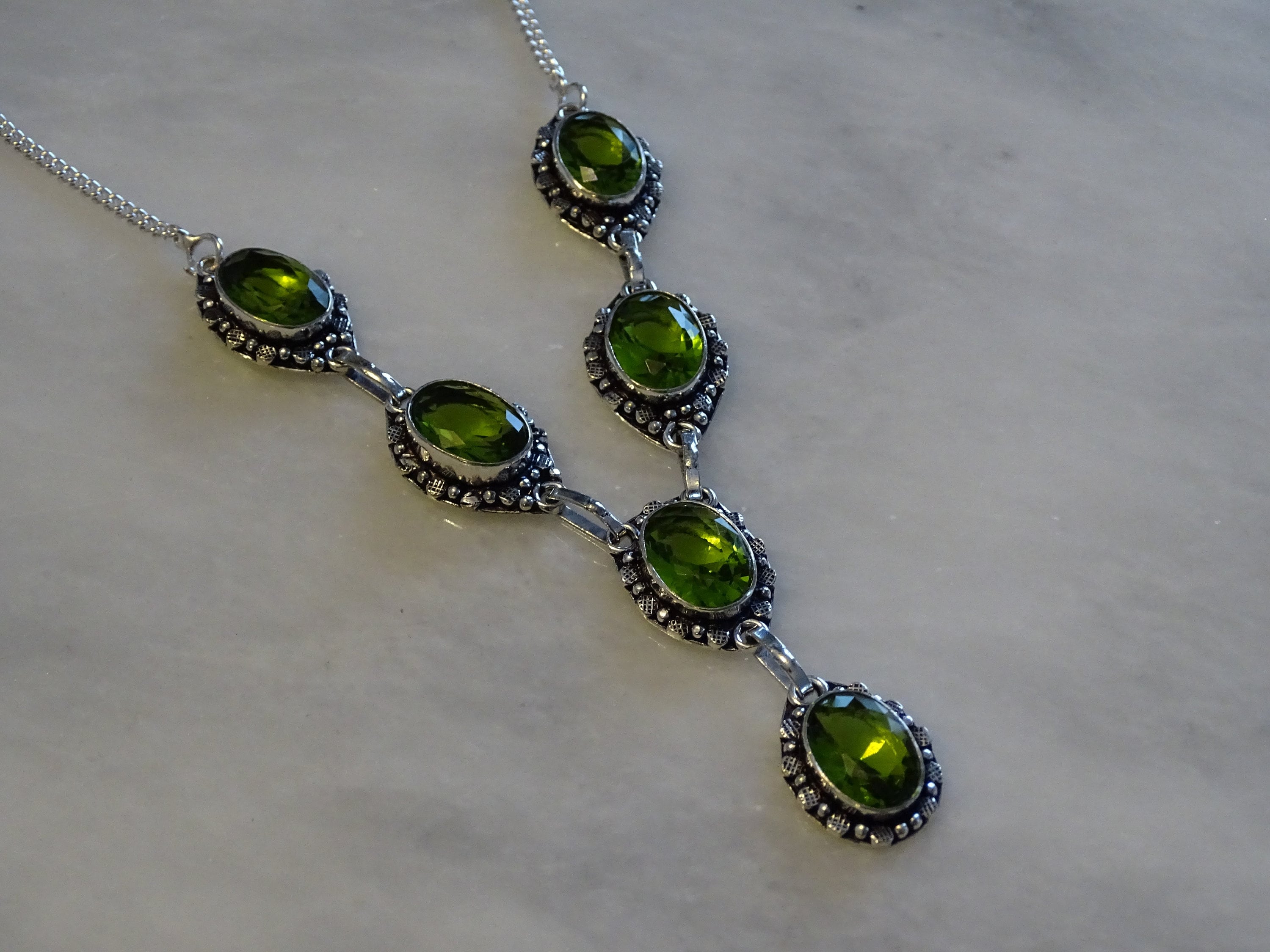 A Peridot necklace 925 silver plated oval shape Etsy