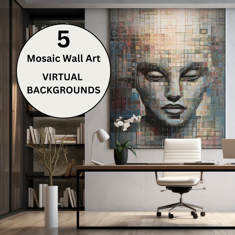 Mosaic Wall Art Background Home Office Background Zoom Etsy