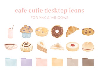 Cafe Cutie Icon Pack for Mac and Windows | Aesthetic Icons | Mac Folder Icons | Cute Icons | Pretty Icons |Digital Download