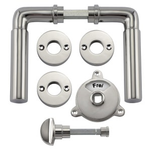 WC-Türbeschlag Set Bauhaus mit Drehknauf und "Frei/Besetzt" Anzeige - Nickel Poliert - Art.-Nr. 341.0313.10 WC door fitting set Bauhaus