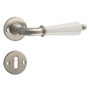 Art Nouveau room door rosette set with white porcelain and patinated brass, elegant design | JCB HANDMADE, 321.0082.15