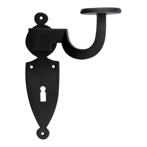 Classicism Style Door Handle Set with Long Plate in Black Iron - Elegant Doorknob Reproduction for Interiors | Item No. 322.0102.70