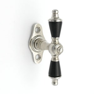 Historicism window handle made of nickel-plated brass, high gloss polished, handmade | JCB HANDMADE, 410.0003.10