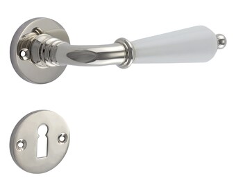 Türgriff Zimmertürgarnitur, Messing vernickelt, weißes Porzellan – JCB HANDMADE | 321.0106.10