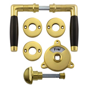 Door fitting WC Art Nouveau with display - Polished brass & ebony knob - Item no. 341.0226.35