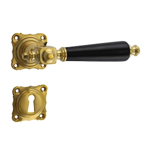 Historicism Frankfurt door handle in solid brass & ebony | Exclusive room door rosette set | JCB HANDMADE Art. 321.0191.35