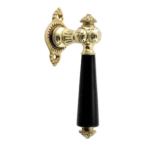 Window handle with blackwood handle, Wilhelminian style, polished brass, window handle | JCB HANDMADE - 420.0026.35
