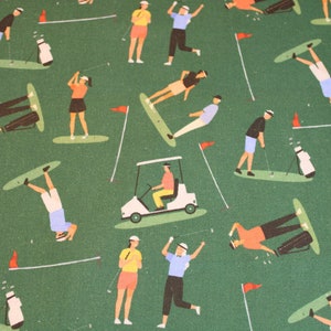 14,50 EUR/m Baumwollstoff Golf 2 Golfspieler Golfplatz Digitaldruck Webware 100% Baumwolle