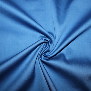 14,30 EUR/metro tecido dirndl liso azul algodão cetim