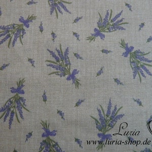 10,40 EUR/mètre tissu coton - lavande, lilas sur beige clair, lin