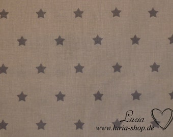 9.50 EUR/meter cotton fabric stars gray on light beige-grey woven fabric 100% cotton