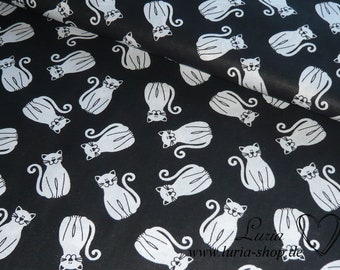 10.40 EUR/meter cotton cute cats white on black