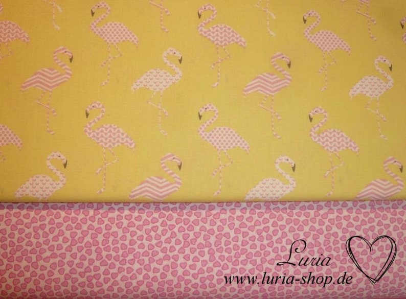 9,70 EUR/m Baumwollstoff Flamingo rosa auf gelb Webware 100% Baumwolle Bild 5