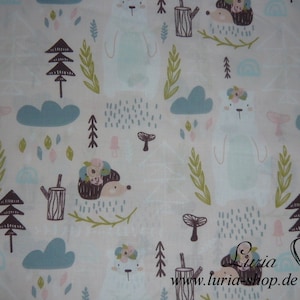 9,80 EUR/meter cotton fabric bear hedgehog on soft pink forest animals children&#39;s fabric woven fabric