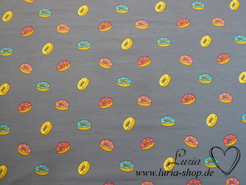 0.75 m REMAINING jersey donuts colorful on gray cotton jersey image 3