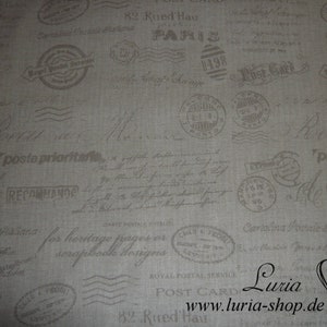 9.60 EUR/mètre tissu coton cartes postales rétro sur lumière lumière beige lin look tissé tissu 100% coton