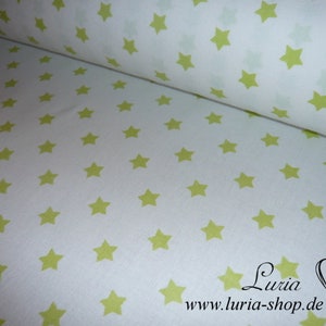 9.50 EUR/meter cotton fabric stars light green on white Ökotex100 weave 100% cotton image 1