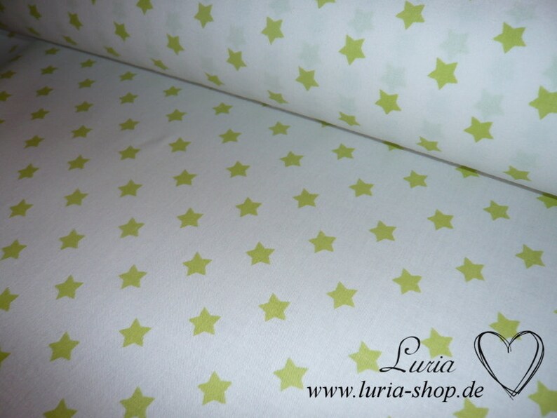 9.50 EUR/meter cotton fabric stars light green on white Ökotex100 weave 100% cotton image 1