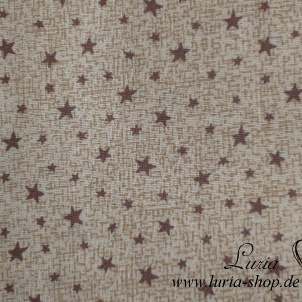 8,50 EUR/Mètre coton tissu étoiles marron sur tissu tissé marron clair 100% coton