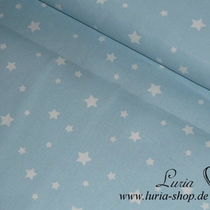 11.00 EUR/meter cotton fabric stars white on light blue blue woven goods 100% cotton