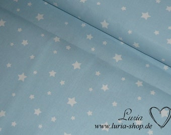 11,00 EUR/Mètre tissu en coton étoiles blanches sur tissu bleu clair 100% coton