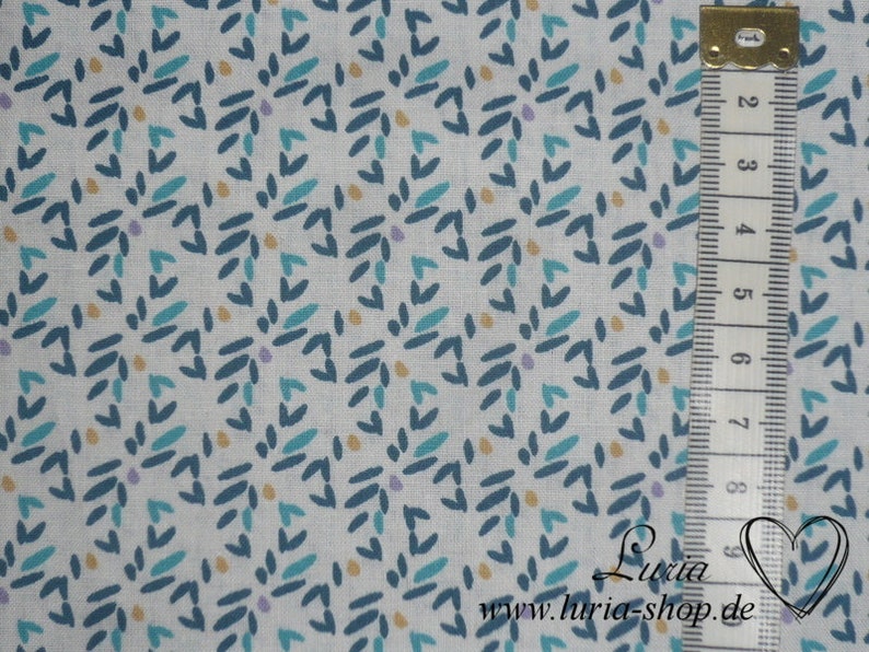 9.50 EUR/meter cotton fabric Mila blue turquoise curry on white Woven goods 100% cotton image 2