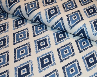 14.50 EUR/metre decorative fabric canvas rhombus diamond blue dark blue on white cotton mix