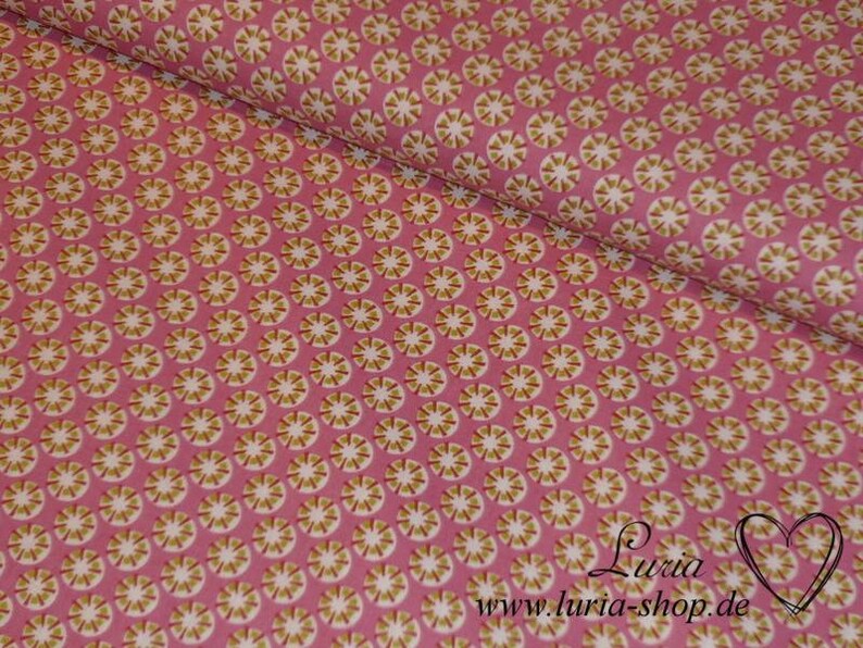 9.90 EUR/meter cotton fabric retro flowers pink red green 100% cotton woven goods image 2