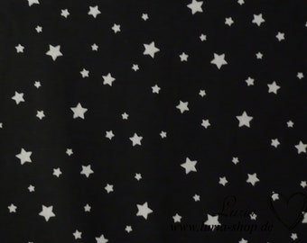 9.50 EUR/meter cotton fabric stars white on black eco woven fabric 100% cotton