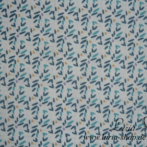 9.50 EUR/meter cotton fabric Mila blue turquoise curry on white Woven goods 100% cotton image 3
