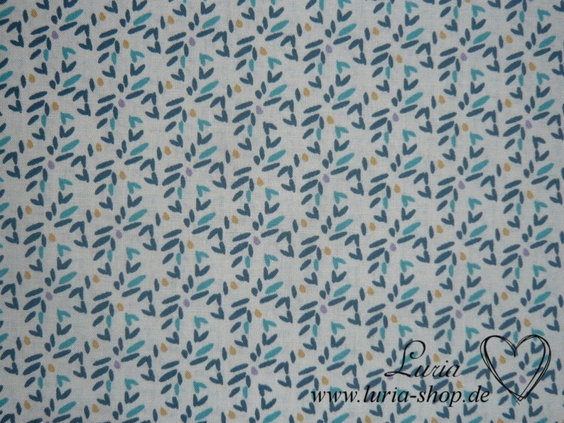 9.50 EUR/meter cotton fabric Mila blue turquoise curry on white Woven goods 100% cotton image 3