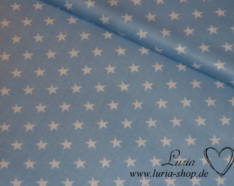 9,50 EUR/meter cotton fabric stars white on light blue woven fabric 100% cotton