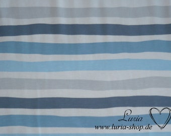 13,10 EUR/m Jersey Streifen  hellblau blau grau weiß Baumwolljersey