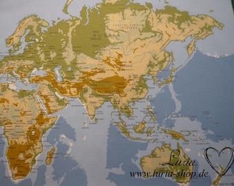 11.30 EUR/meter decorative fabric Weltkarte Landkarte / World map on blue