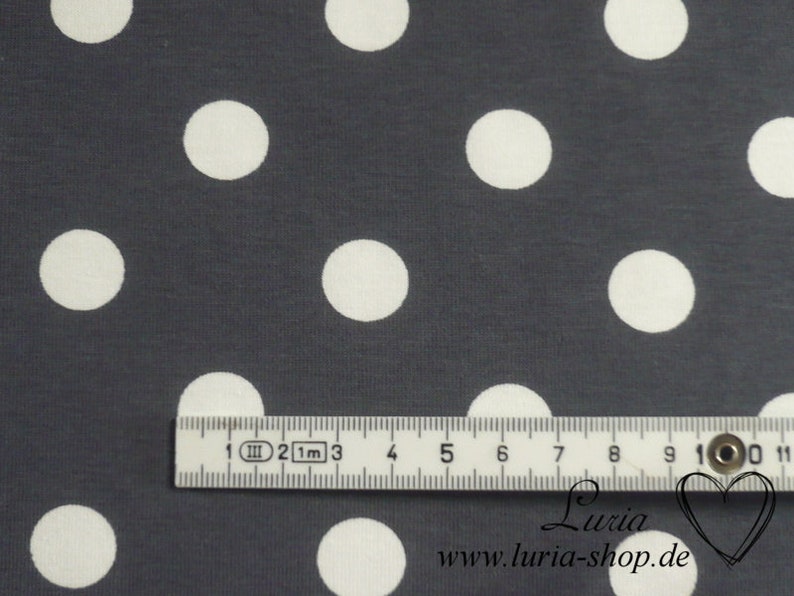 12.90 EUR/meter jersey cotton dots white on dark grey, 15 mm image 3