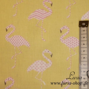 9,70 EUR/m Baumwollstoff Flamingo rosa auf gelb Webware 100% Baumwolle Bild 2