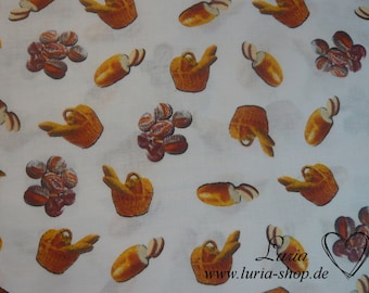 11.50 EUR/meter cotton fabric bakery on white Woven 100% cotton