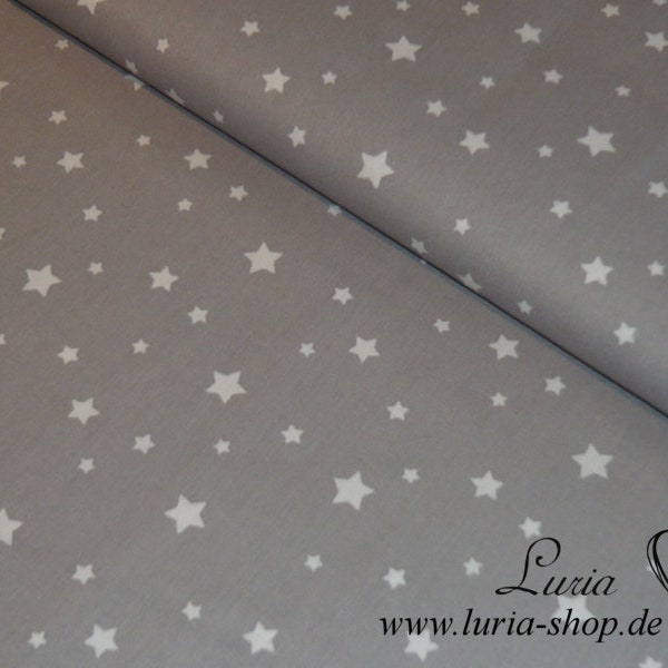 11,20 EUR/mètre tissu coton étoiles blanc sur gris clair Ökotex100 tissage 100% coton