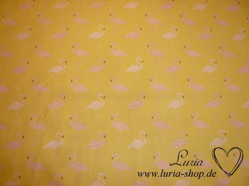 9,70 EUR/m Baumwollstoff Flamingo rosa auf gelb Webware 100% Baumwolle Bild 3