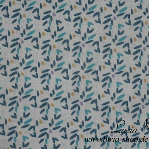 9.50 EUR/meter cotton fabric Mila blue turquoise curry on white Woven goods 100% cotton image 1