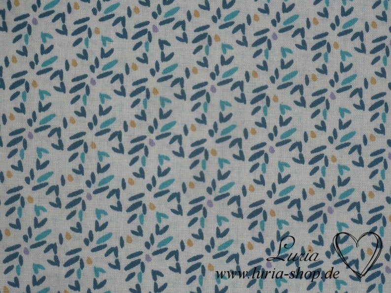 9.50 EUR/meter cotton fabric Mila blue turquoise curry on white Woven goods 100% cotton image 1